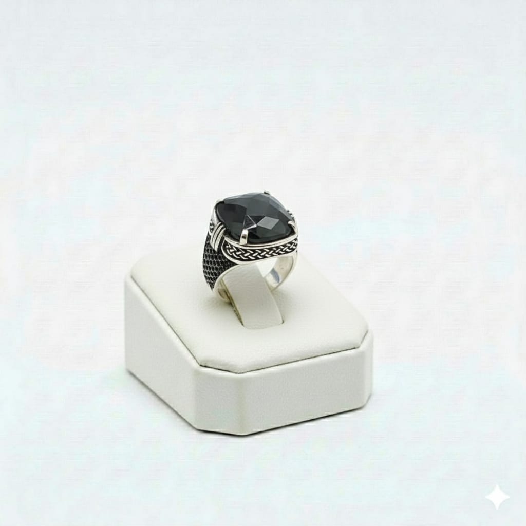 925 Silver Shaded Onyx Stone Ring 1