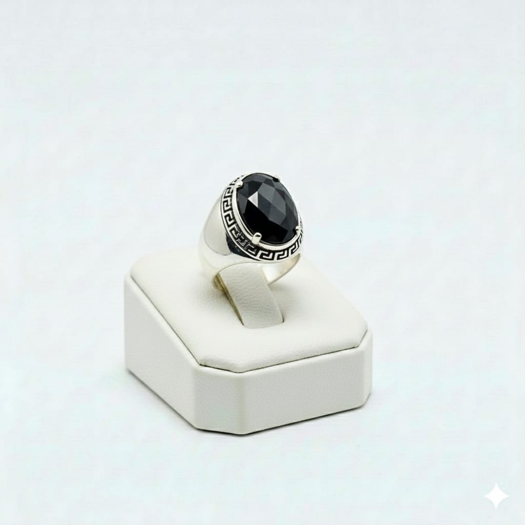 925 Silver Plain Black Stone Ring - New Launch - Embellish Gold Jewelry & Diamond