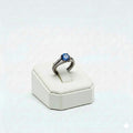 925 Silver 2 Line Blue Stone Ring