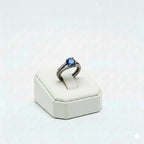 925 Silver 2 Line Blue Stone Ring