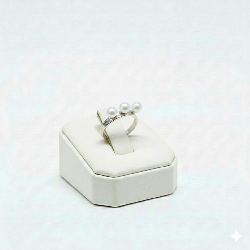 925 Silver 3 Pearl Adjustable Ring - New Launch - Embellish Gold Jewelry & Diamond