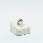 925 Silver 2 Line Red Stone Ring