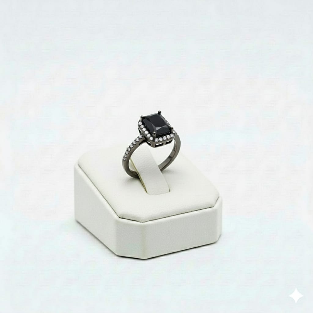 925 Silver Black Stone Ring