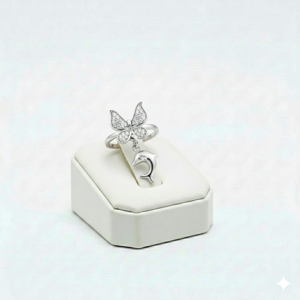 925 Silver Adjustable Butterfly Ring