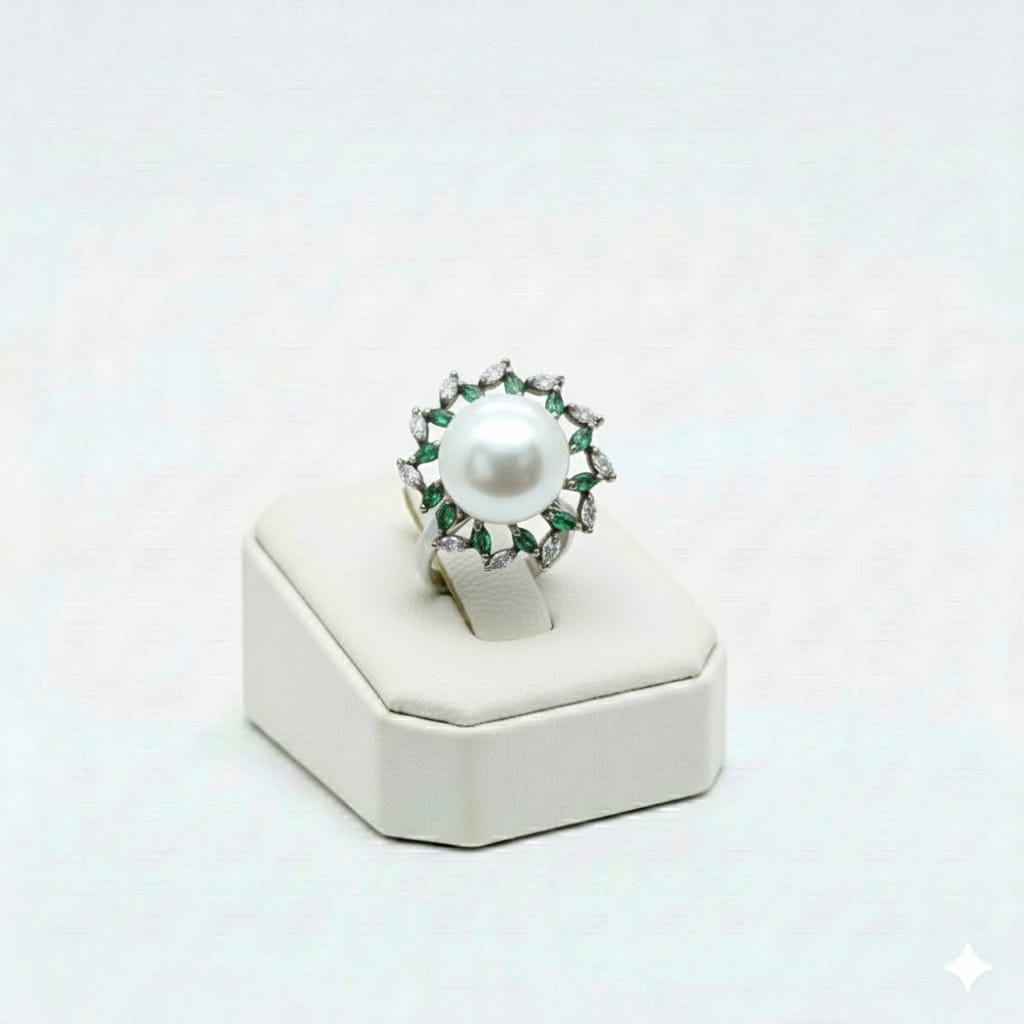 925 Silver Adjustable Twisted Pearl Ring