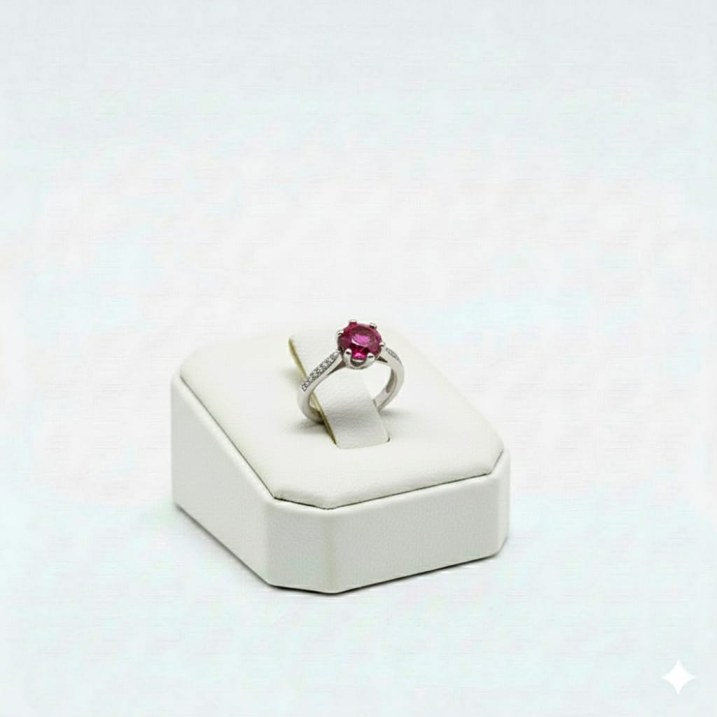 925 Silver Dia Ruby Stone Ring