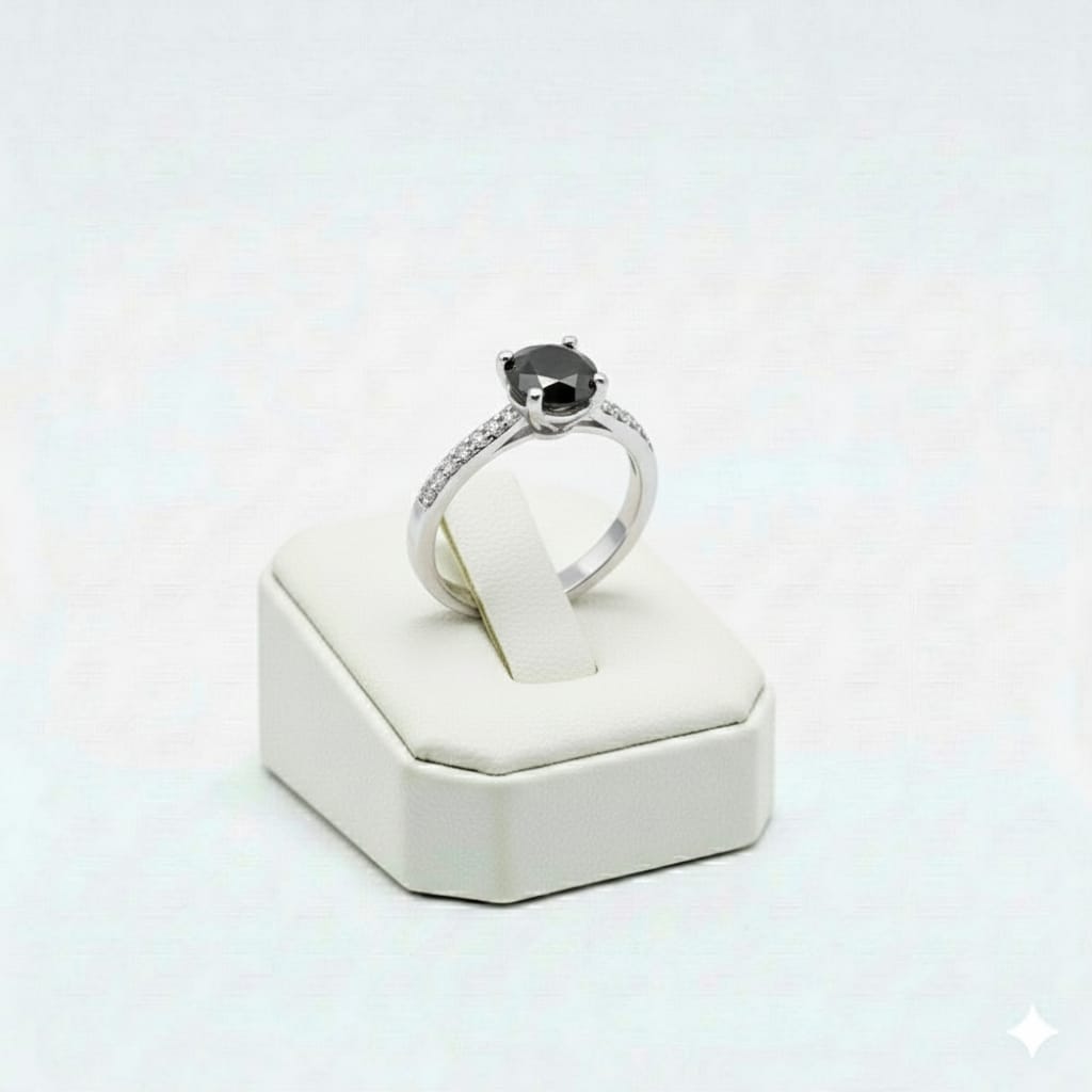 925 Silver Stone Black Ring