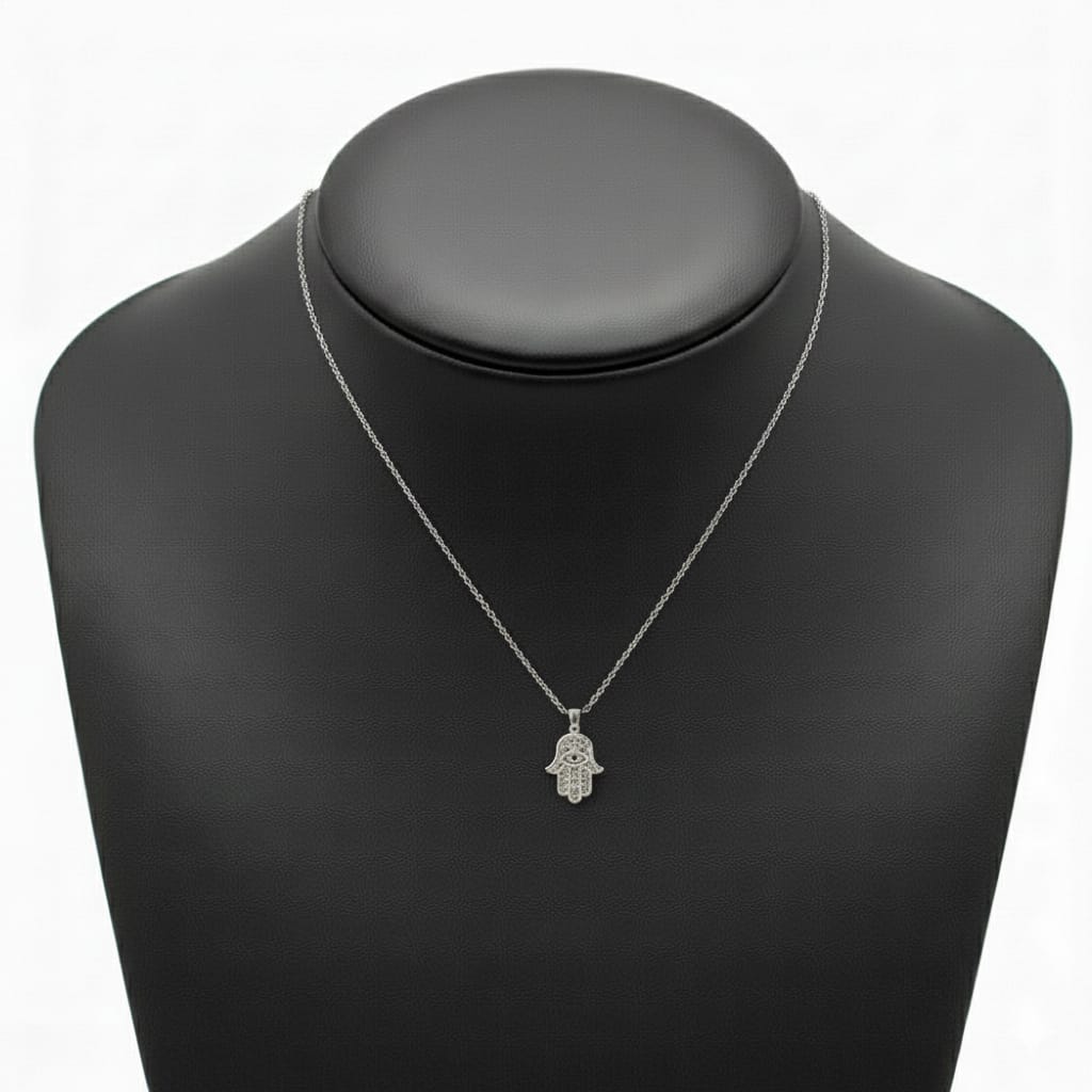 925 Silver Hamsa Necklace - 925 Silver Necklace - Embellish Gold Jewelry & Diamond