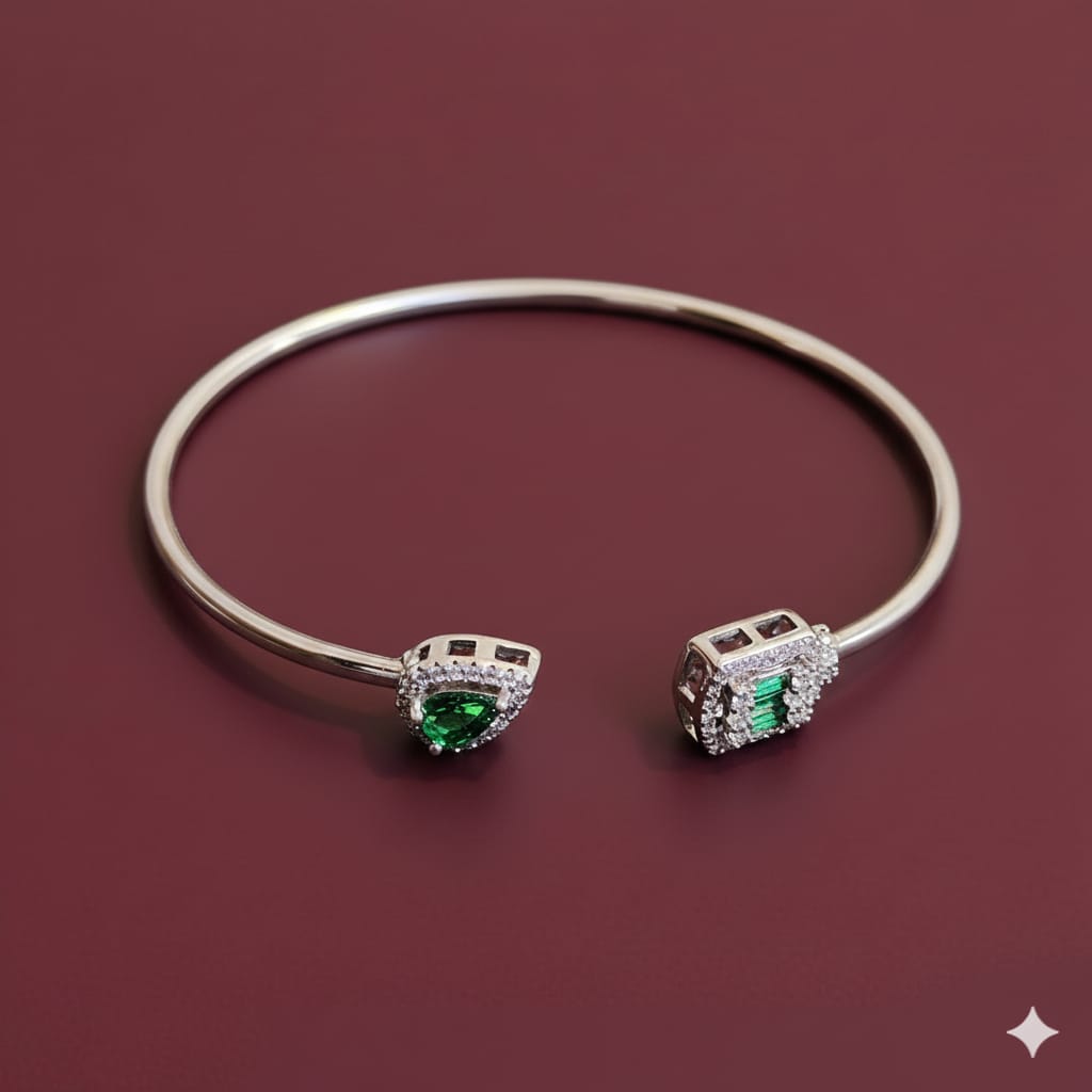 925 Silver Emerald Stone Bangle