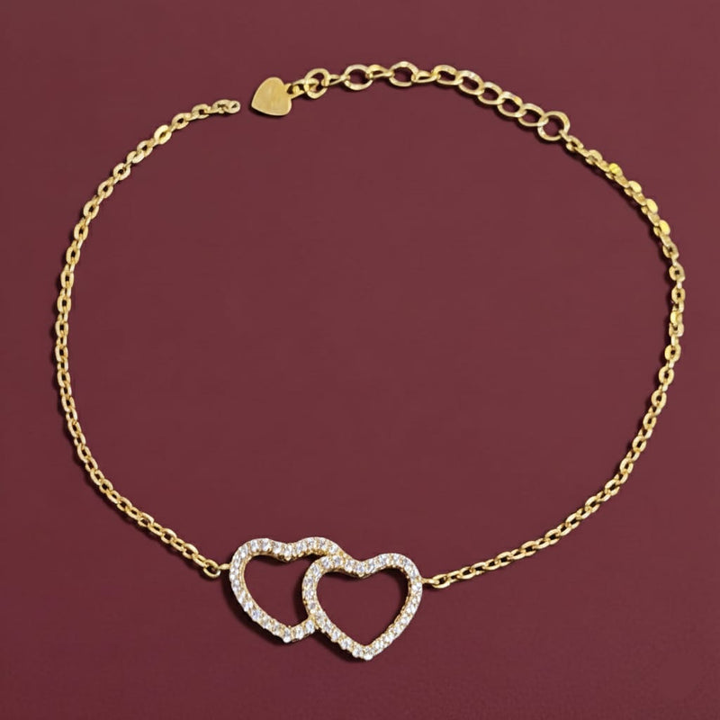 925 Silver Double Heart Bracelet 02 - 925 Silver Bracelet - Embellish Gold Jewelry & Diamond