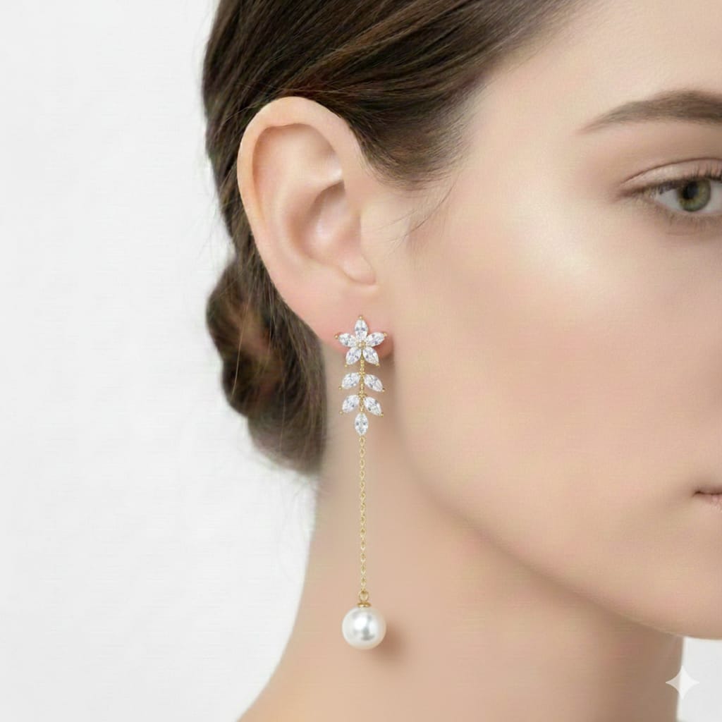 925 Silver Hanging Pearl Earrings - 925 Silver Earrings - Embellish Gold Jewelry & Diamond