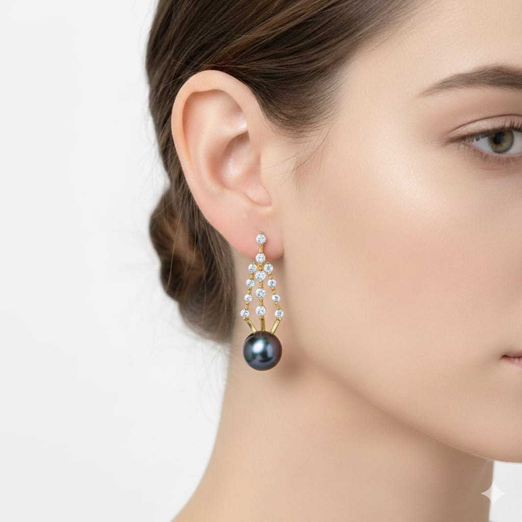 925 Silver Dia Pearl Earrings