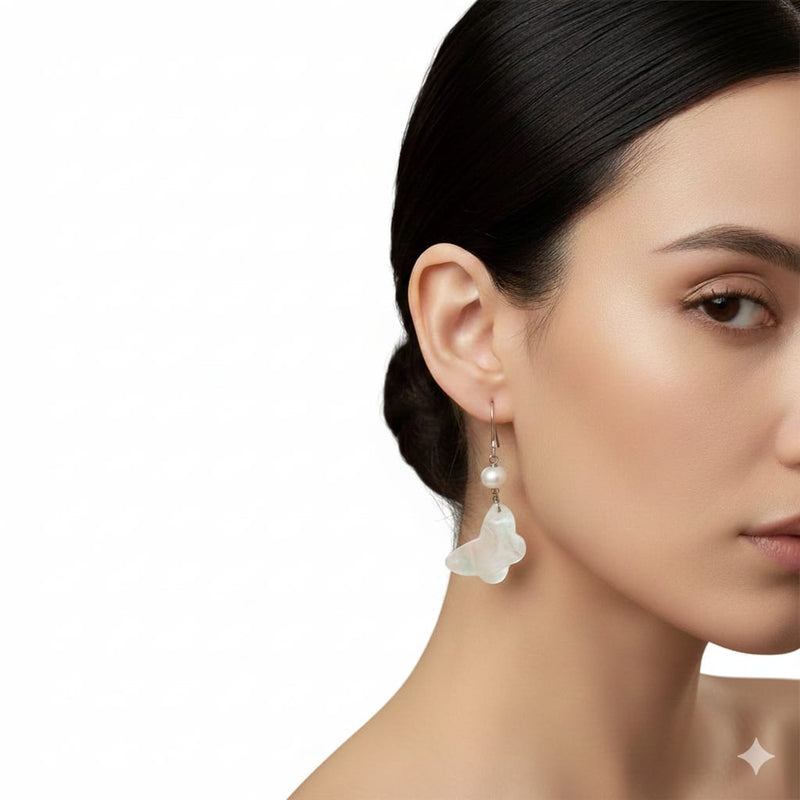 925 Silver Hanging Butterfly Earrings - 925 Silver Earrings - Embellish Gold Jewelry & Diamond