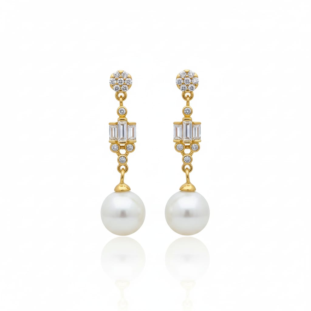 925 Silver Dia White Pearl Earrings 1 - 925 Silver Earrings - Embellish Gold Jewelry & Diamond