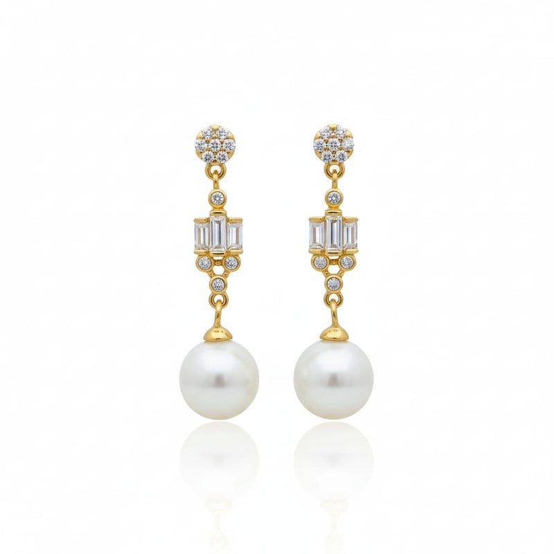 925 Silver Dia White Pearl Earrings 1 - 925 Silver Earrings - Embellish Gold Jewelry & Diamond