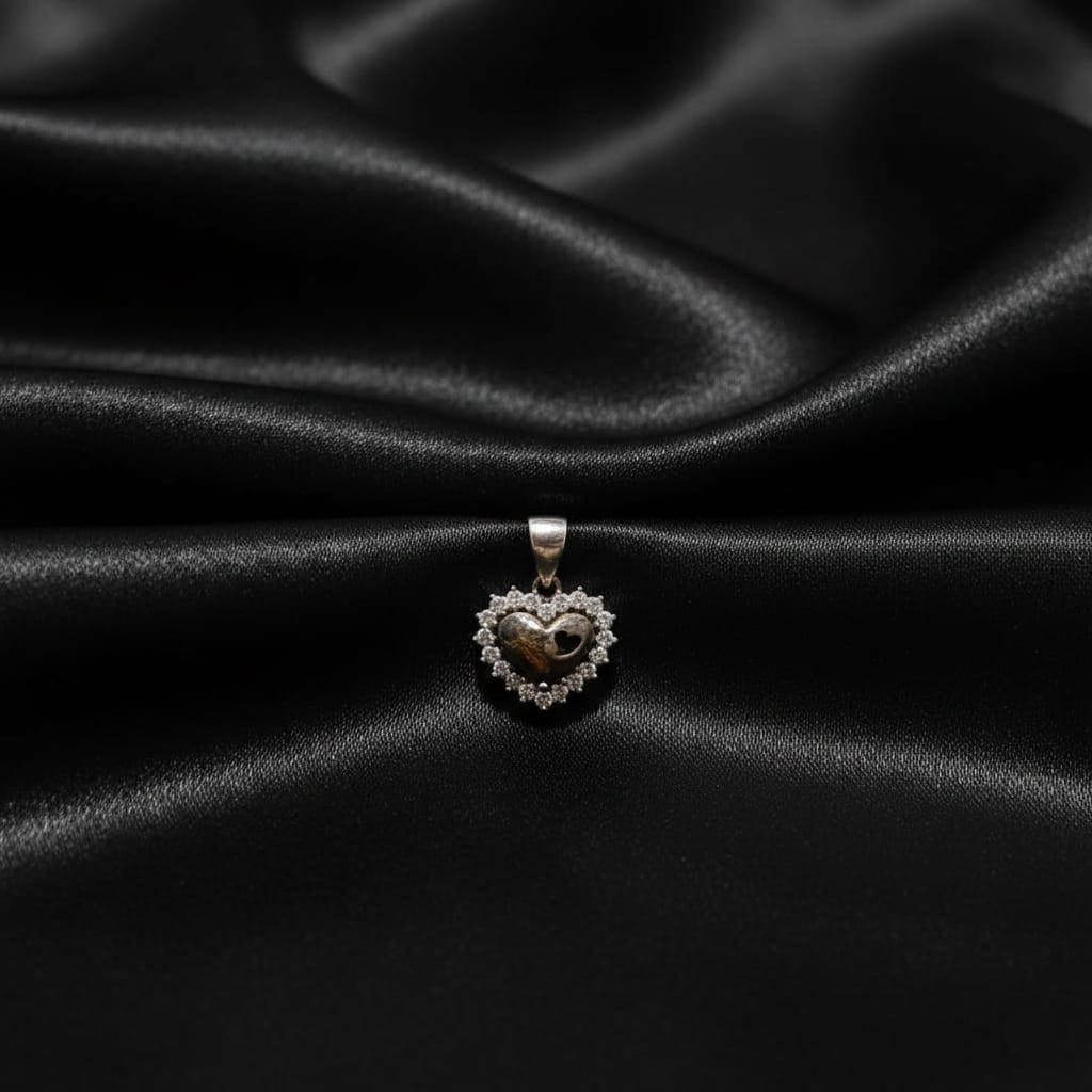 925 Silver Double Heart Pendant - 925 Silver Pendant - Embellish Gold Jewelry & Diamond