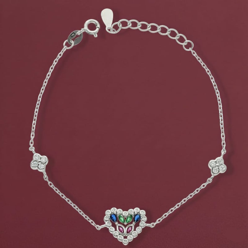 925 Silver Heart Clover Bracelet - 925 Silver Bracelet - Embellish Gold Jewelry & Diamond