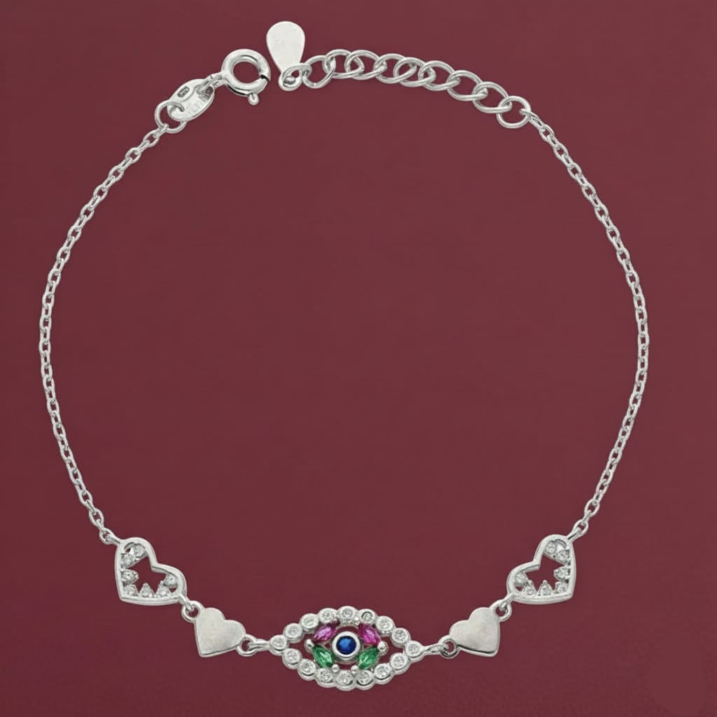 925 Silver Evil Eye Heart Bracelet - 925 Silver Bracelet - Embellish Gold Jewelry & Diamond