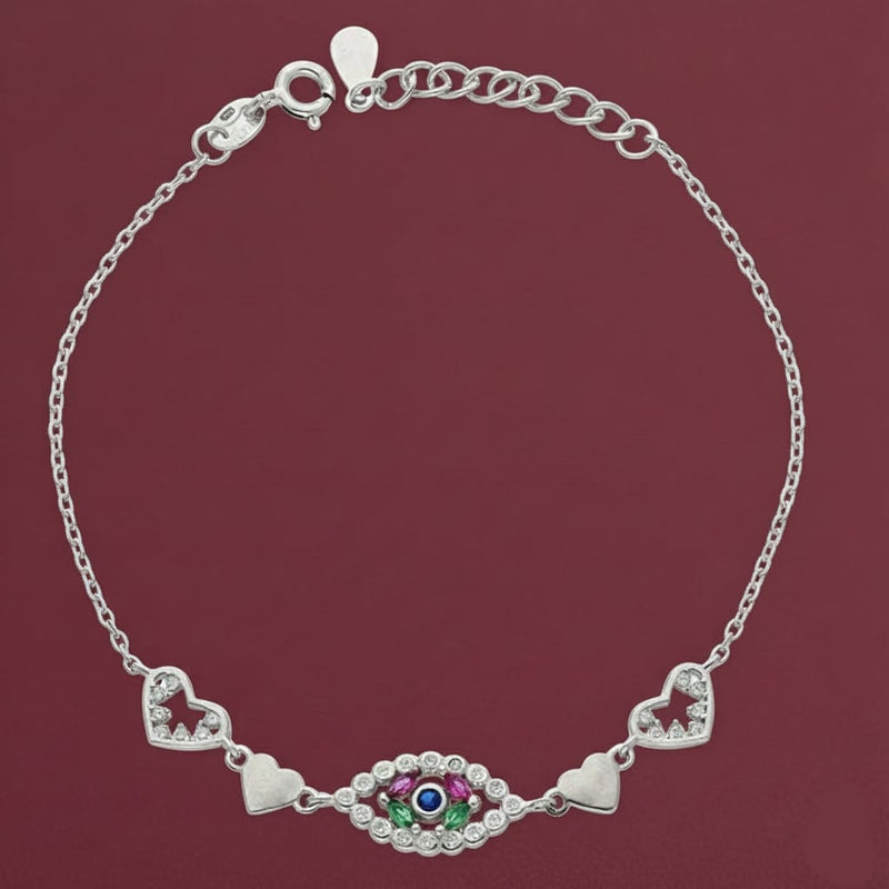 925 Silver Evil Eye Heart Bracelet - 925 Silver Bracelet - Embellish Gold Jewelry & Diamond