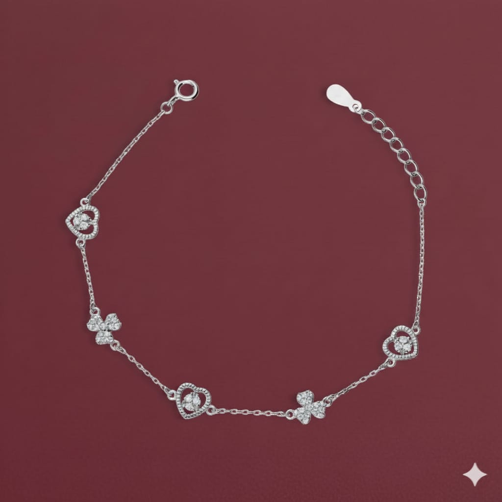 925 Silver Heart Knot Bracelet