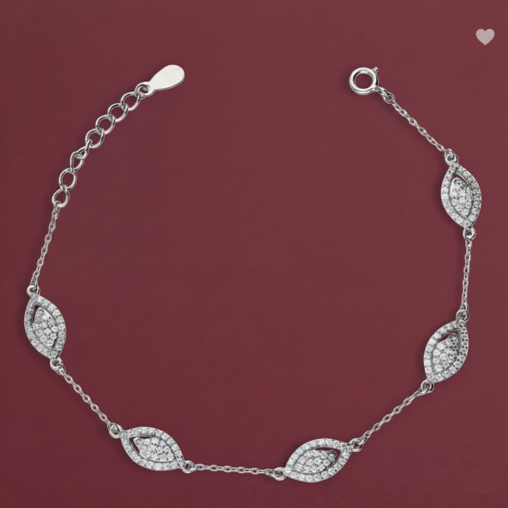925 Silver 5 Leaf Bracelet - 925 Silver Bracelet - Embellish Gold Jewelry & Diamond