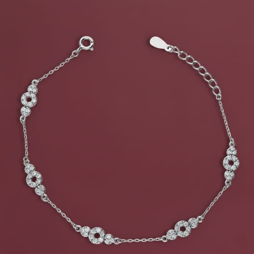 925 Silver Round Dia Bracelet - 925 Silver Bracelet - Embellish Gold Jewelry & Diamond