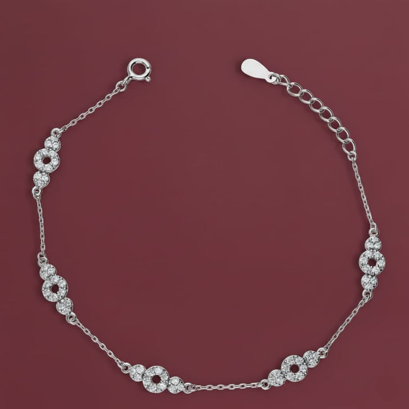 925 Silver Round Dia Bracelet - 925 Silver Bracelet - Embellish Gold Jewelry & Diamond