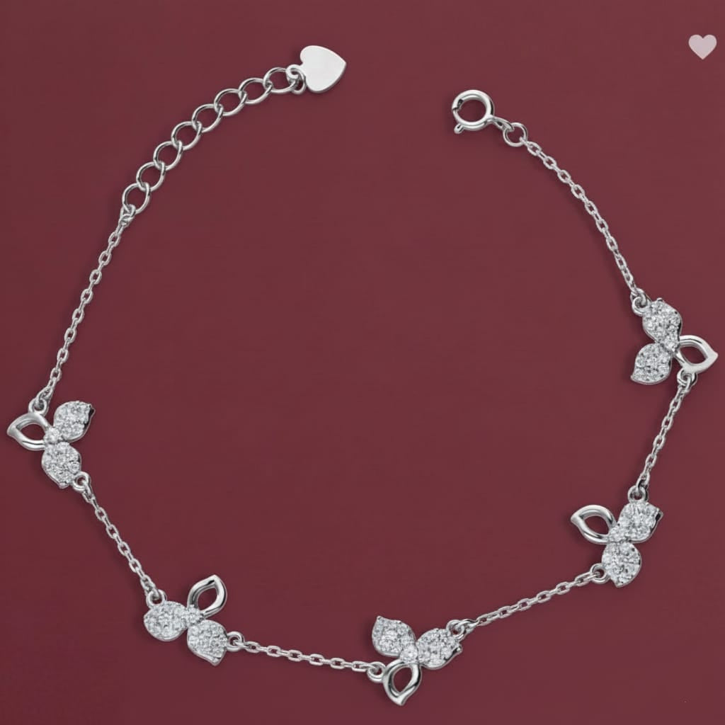 925 Silver Three Petals Bracelet - 925 Silver Bracelet - Embellish Gold Jewelry & Diamond