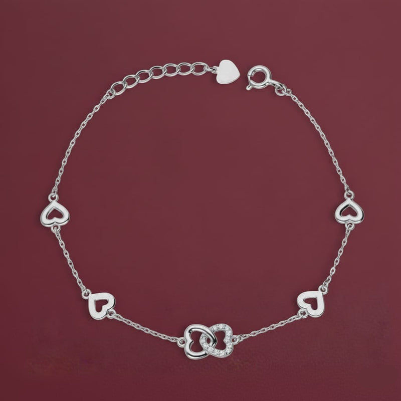 925 Silver 6 Hearts Bracelet - Perfect Gifting - Embellish Gold Jewelry & Diamond