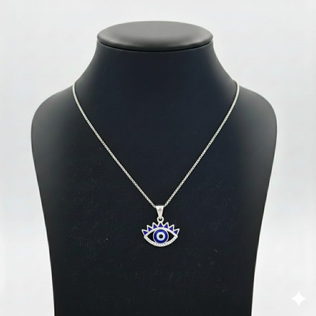 925 Silver Blue Evil Eye Necklace - 925 Silver Necklace - Embellish Gold Jewelry & Diamond