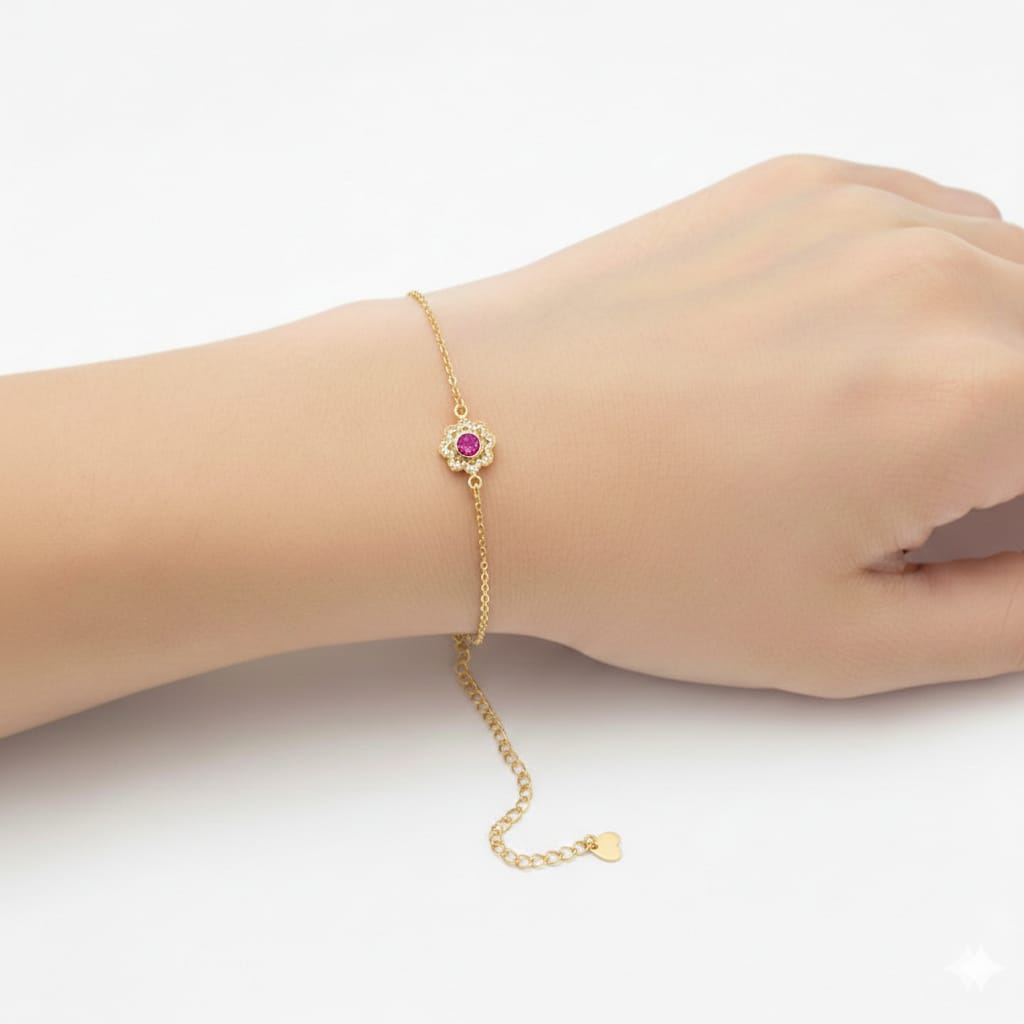 18K Real Gold Red Dragon Eye Bracelet
