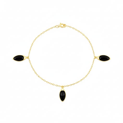 سوار قطرات سوداء من الذهب الحقيقي عيار 18 قيراط - إطلاق جديد - Embellish Gold