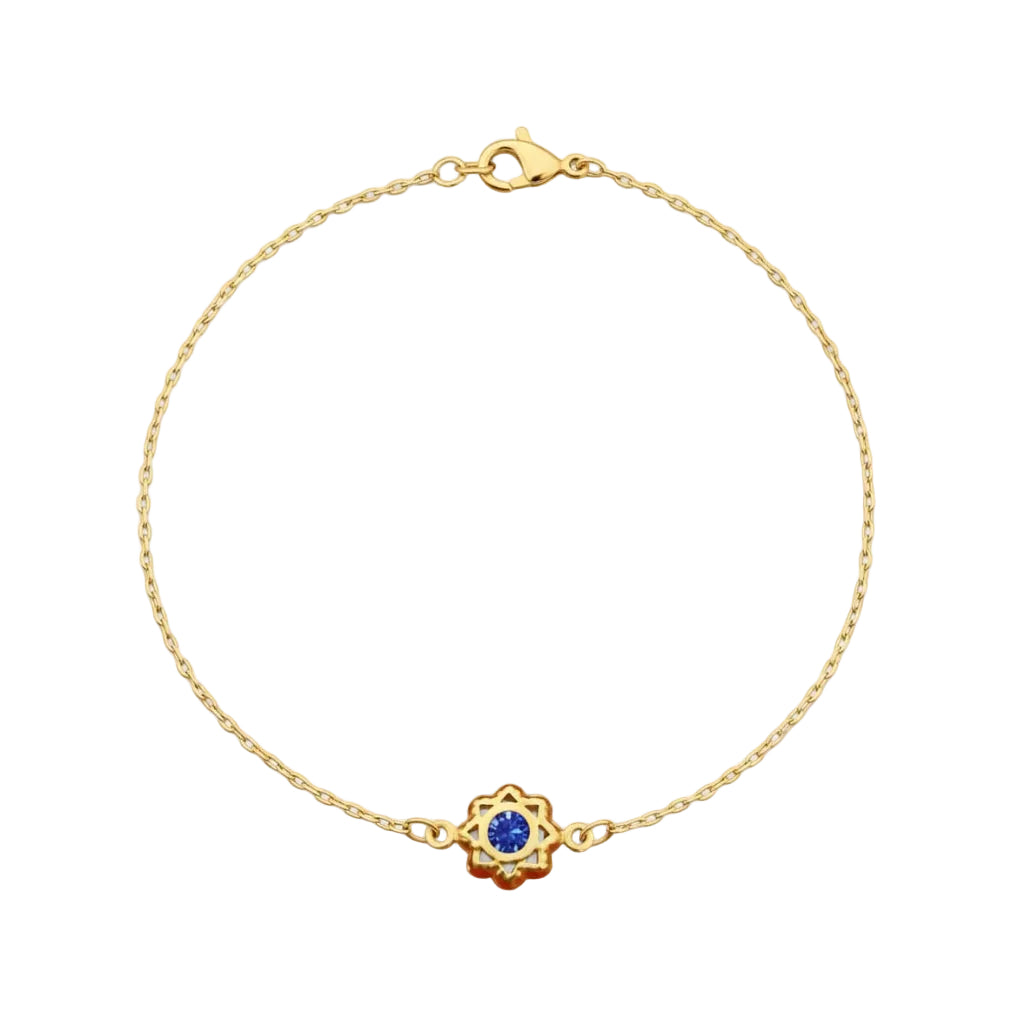 18K Real Gold Blue Sapphire Dragon Eye Bracelet-c