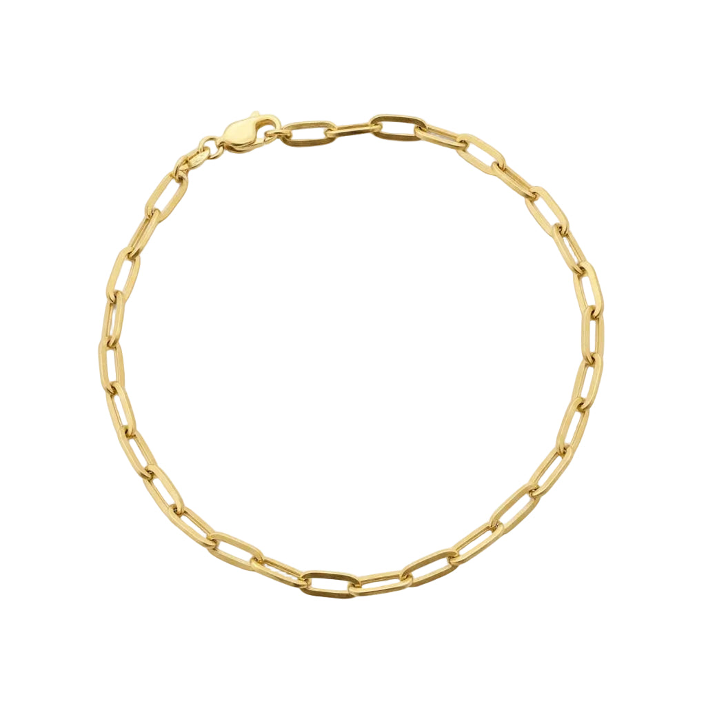 18K Real Gold Paper Clip Bracelet