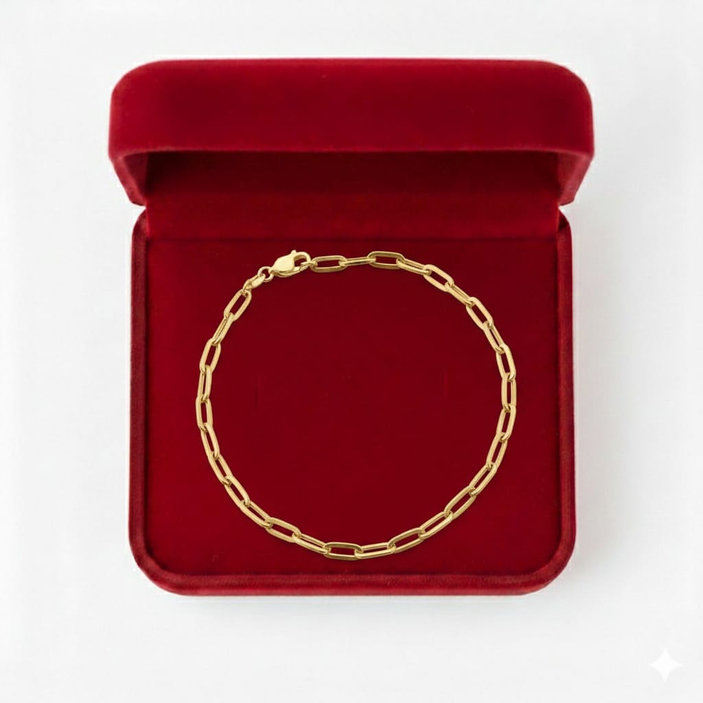 18K Real Gold Paper Clip Bracelet