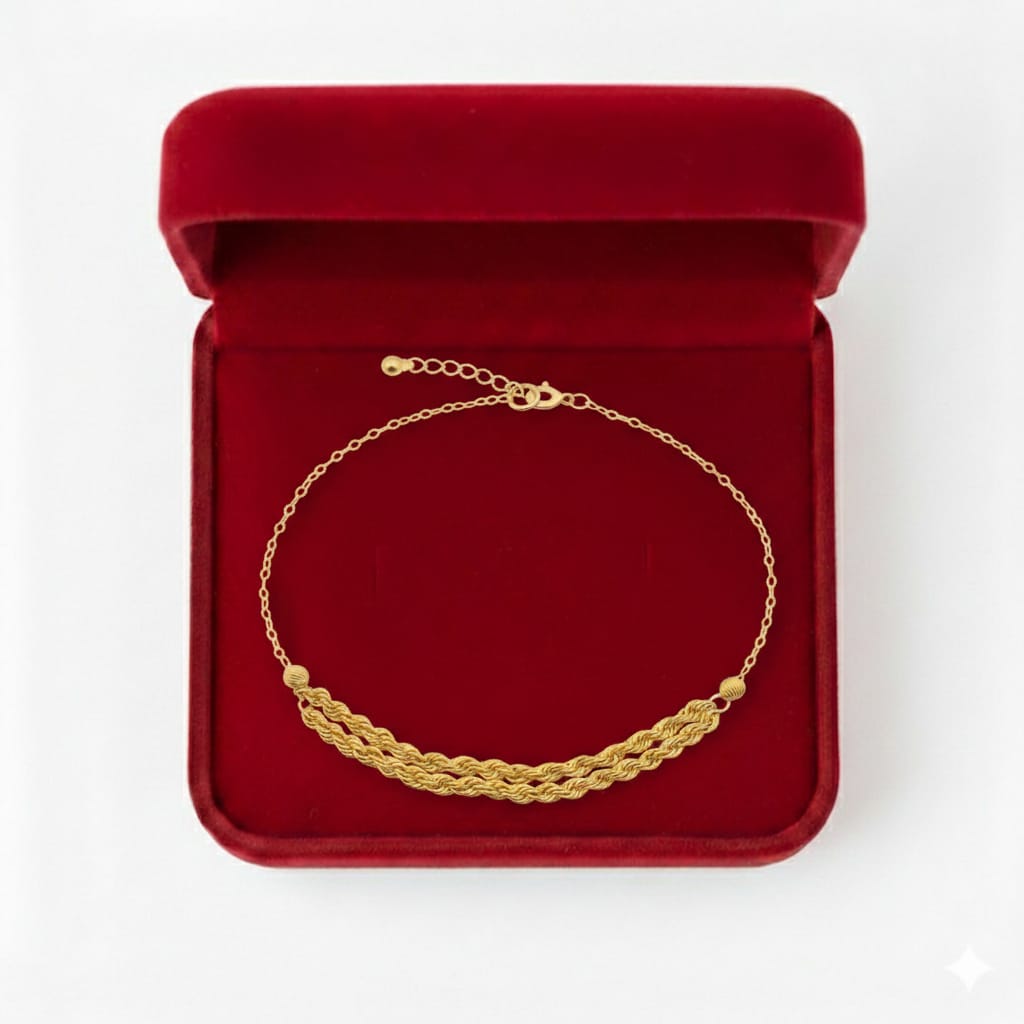 18K Real Gold Double Layer Rope Bracelet - Gold Bracelets - Embellish Gold