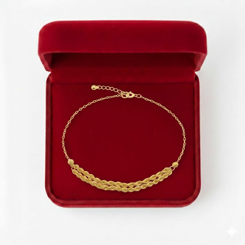 18K Real Gold Double Layer Rope Bracelet - Gold Bracelets - Embellish Gold