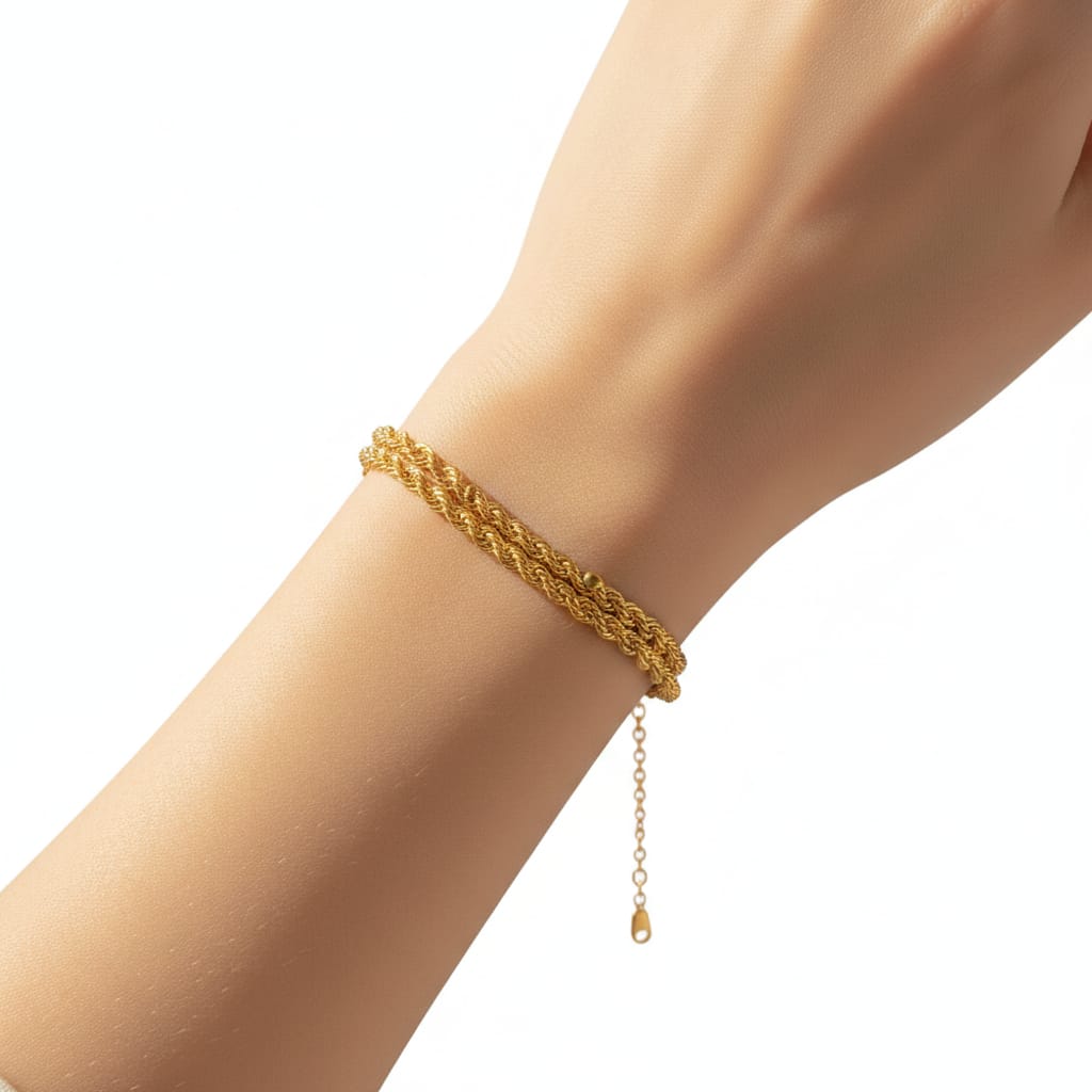18K Real Gold Double Layer Rope Bracelet - Gold Bracelets - Embellish Gold