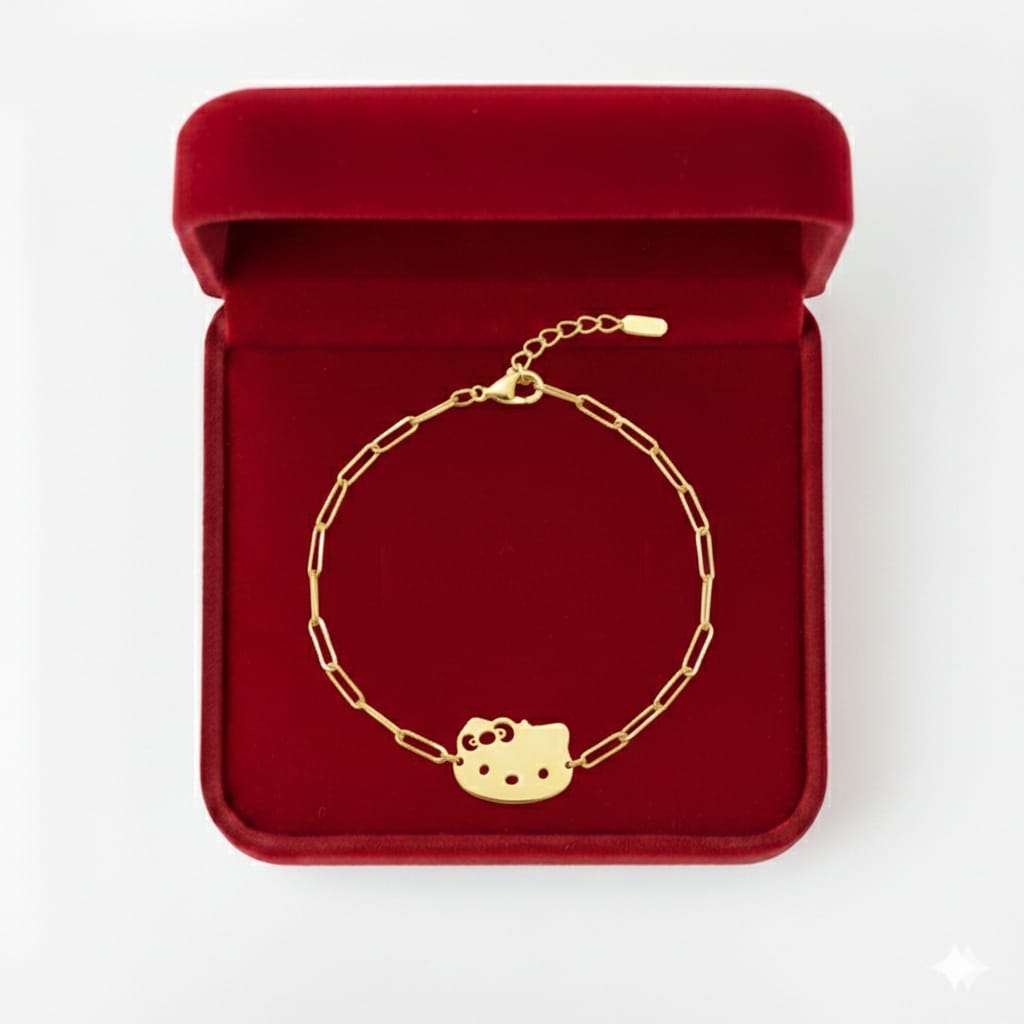 18K Real Gold Kitten Kids Bracelet