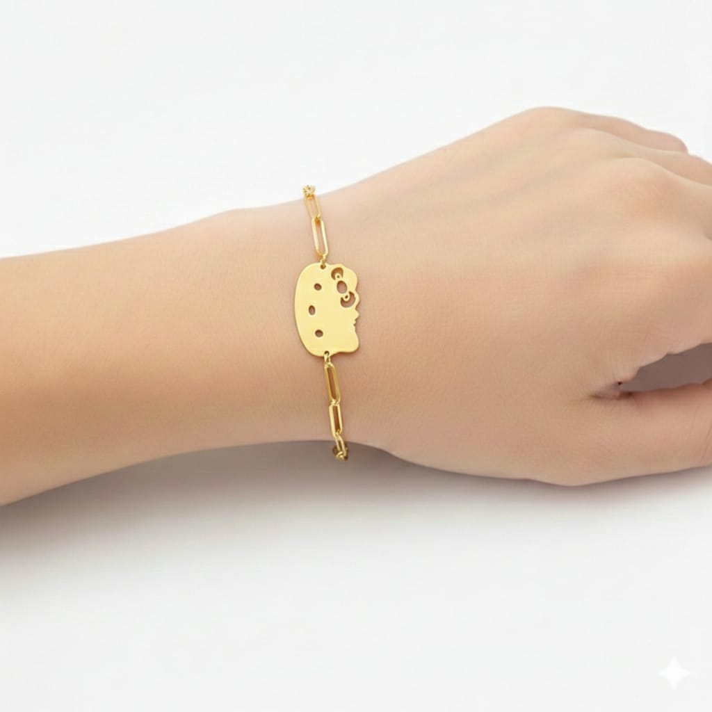 18K Real Gold Kitten Kids Bracelet