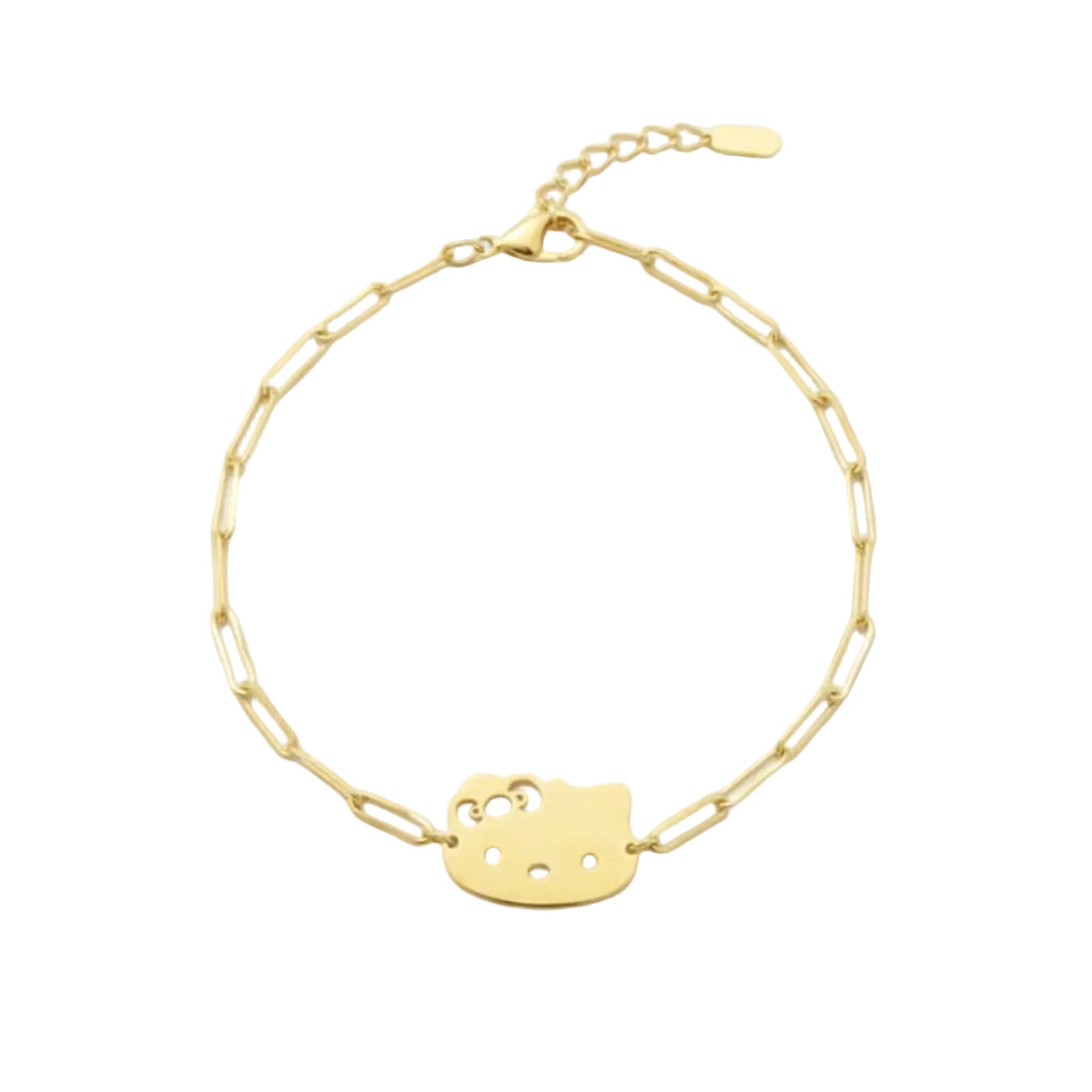 18K Real Gold Kitten Kids Bracelet