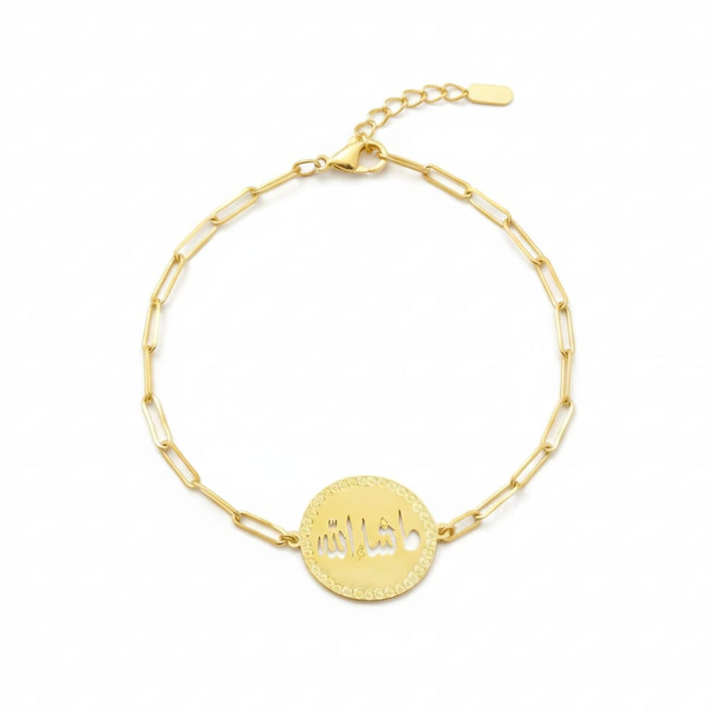 18K Real Gold Round Mashaallah Kids Bracelet