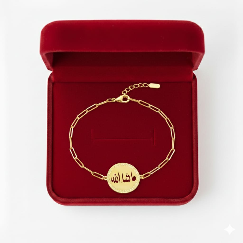 18K Real Gold Round Mashaallah Kids Bracelet
