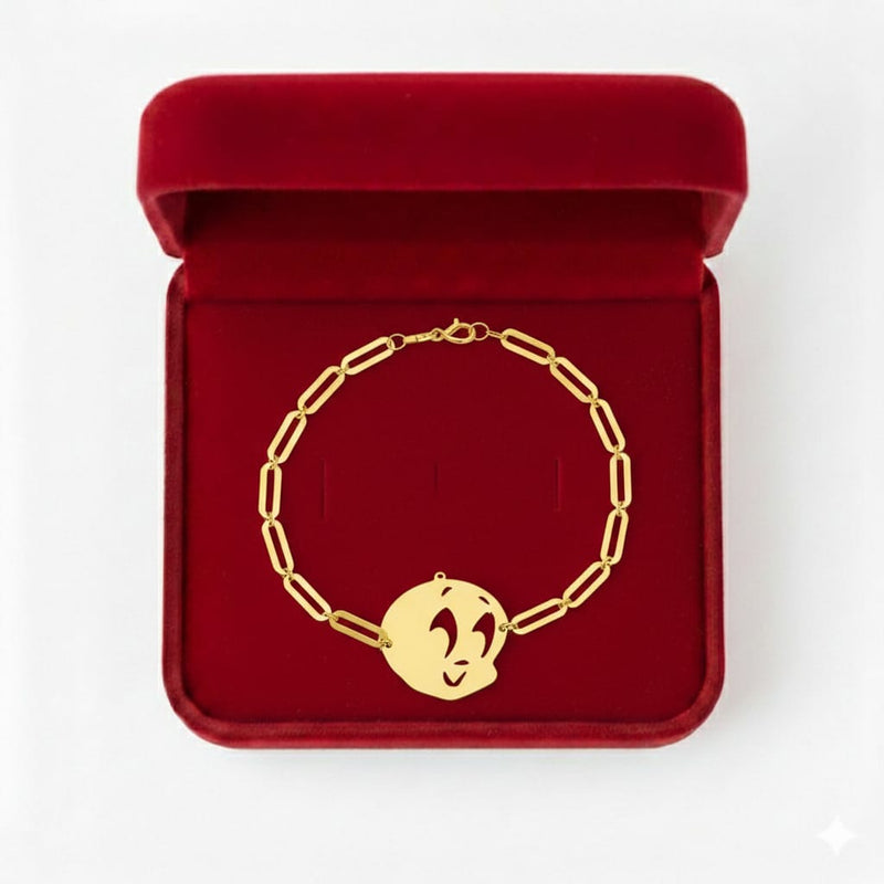 18K Real Gold Tweety Kids Bracelet - Gold Bracelets - Embellish Gold