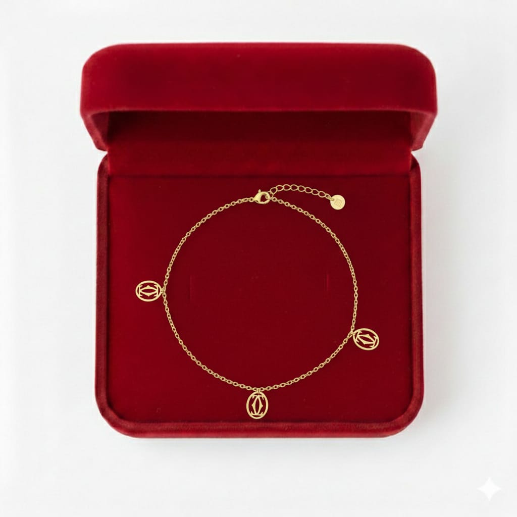 18K Real Gold Versatile 3 Pendant Bracelet