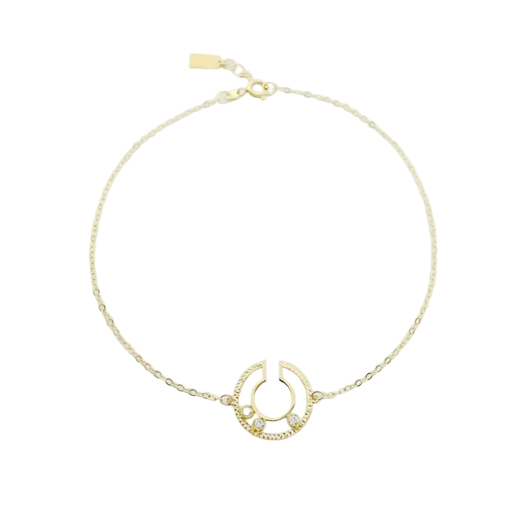 18K Real Gold 3 Stone Circle Cut Bracelet
