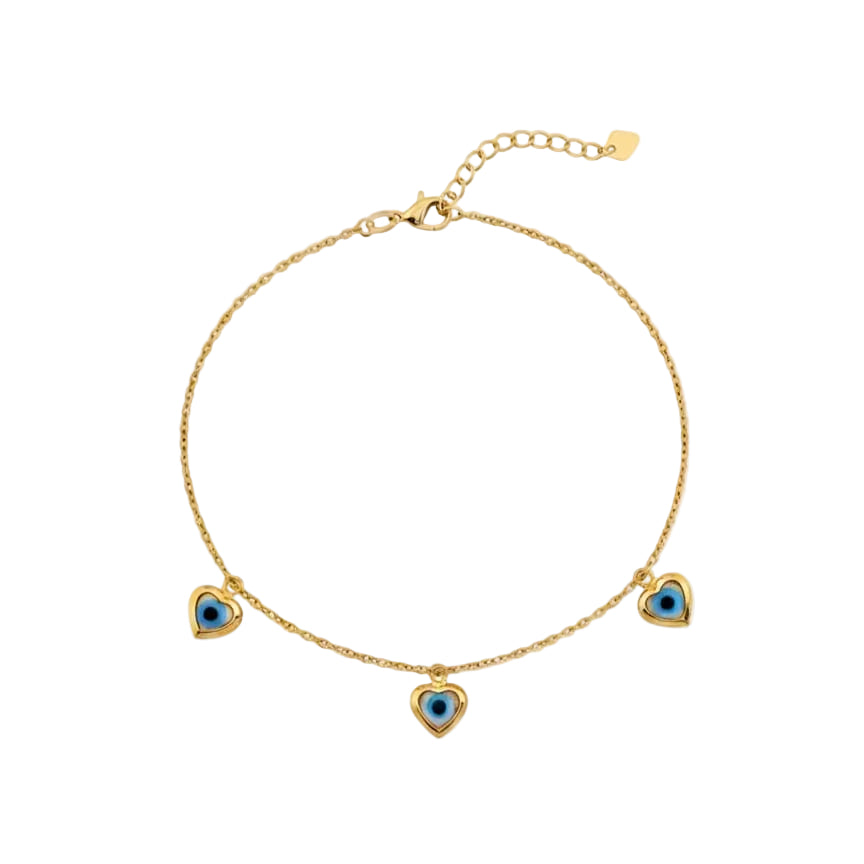 18K Real Gold Rope Chain Evil Eye Bracelet