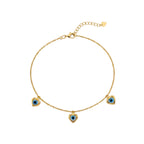 18K Real Gold Rope Chain Evil Eye Bracelet
