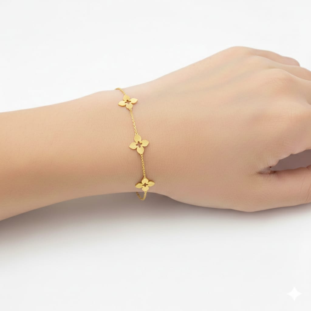 18K Gold 3 Roberto Flower Bracelet