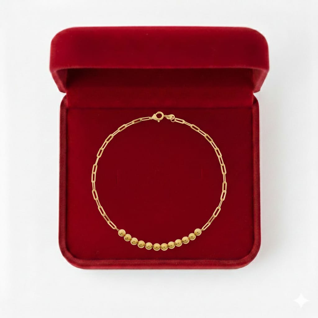18K Real Gold Balls With Paper Clip Bracelet - Festive Collection - Embellish Gold